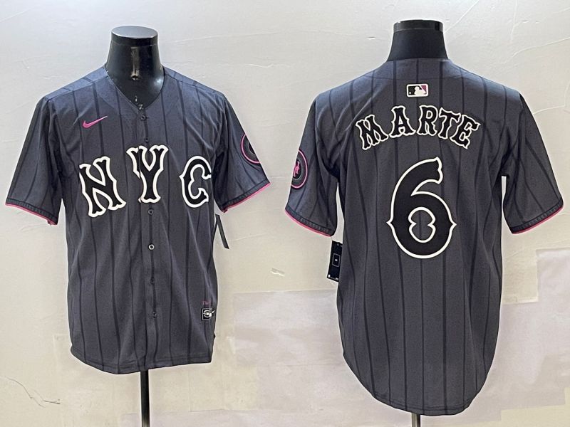 Men New York Mets #6 Marte Black City Edition 2025 Nike MLB Jersey style 1